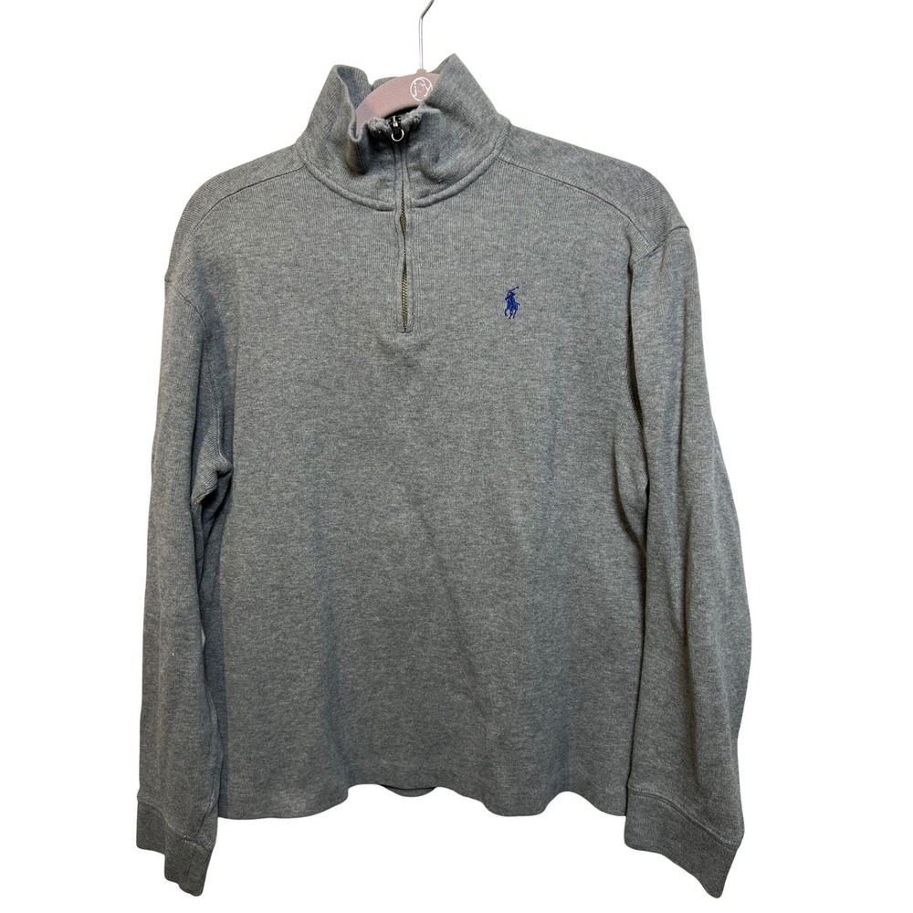 Polo Ralph Lauren Mens Quarter Zip Pullover S Gray Columbia University Sweater